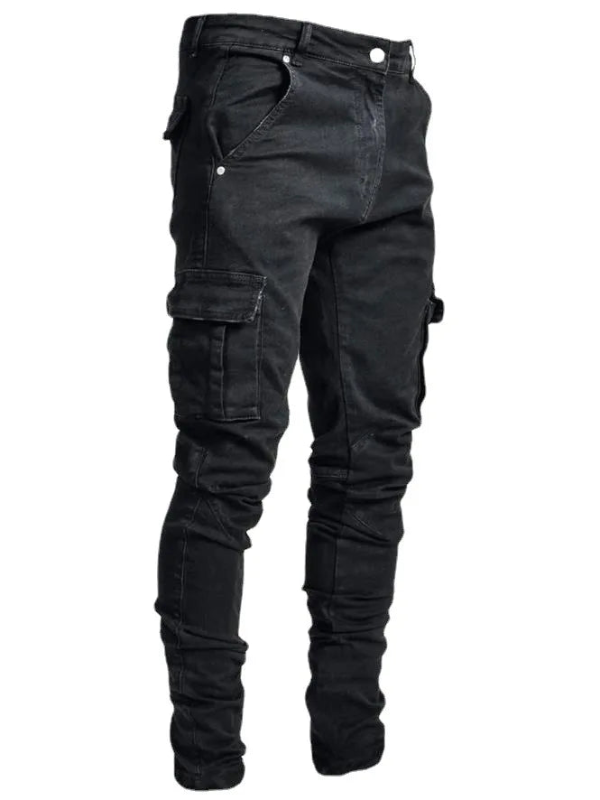 New Spring New Hot Sale Stretch Men's Jeans Fashion Trendy Casual Knee Wear-Resistant Comfortable Zipper Feet Skateboard Pants