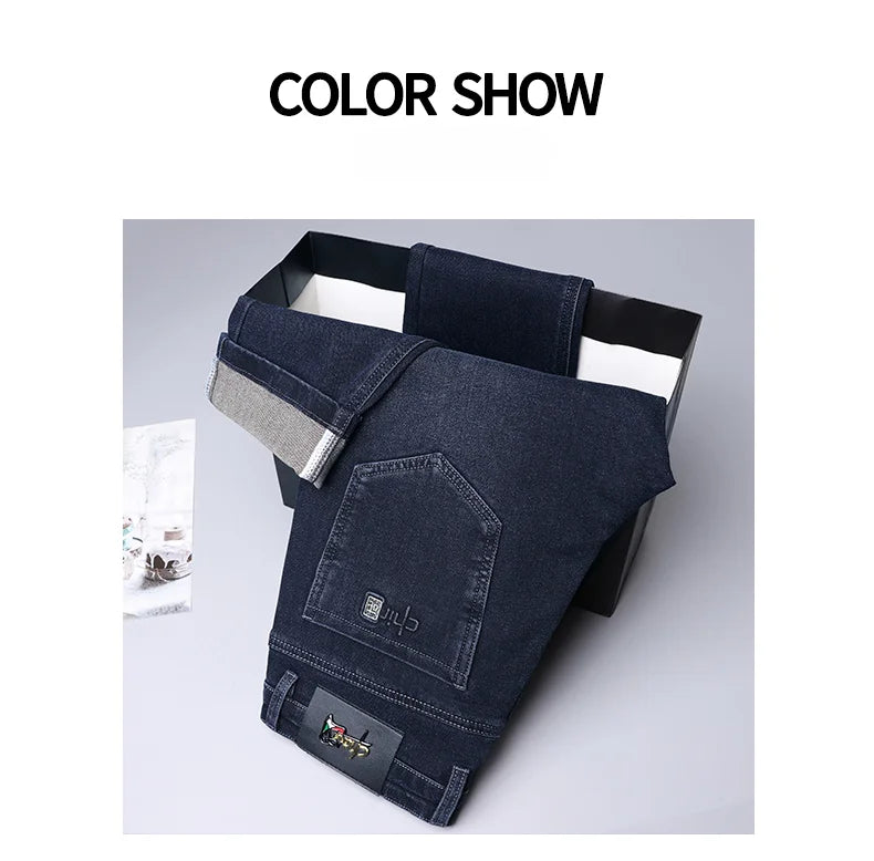 2024 Spring Autumn New Business Straight Jeans Men Embroidery Casual Versatile Fashion Mens Clothing Denim Trousers Male Clothes