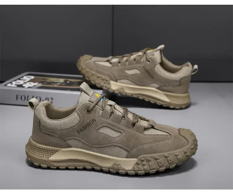 Sneakers for Men High Quality Thick Soled Work Strap Outdoor Mountaineering Anti Slip Platform Wear-resistant Casual Sport Shoes