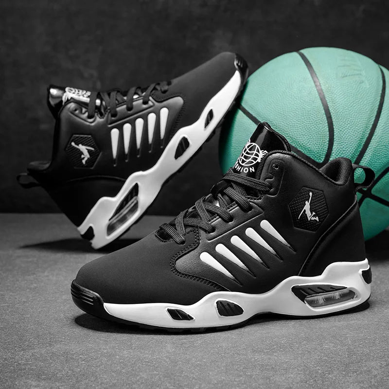 Men's Basketball Shoes - Comfortable Athletic Casual Shoes with Cushioned Rubber Soles, Lace-Up Design Suitable for Gym, Basketball, Jogging - All-Season Performance Shoes, Lightweight for Everyday Wear, Wear-Resistant and Du
