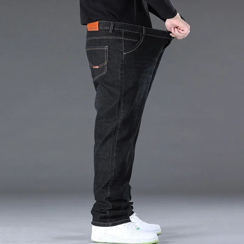 Plus Size Men Jeans Pants 46 48 50 100-150kg Autumn Winter Casual Long Pants Straight Cut Jeans Denim Big Size Men Clothing