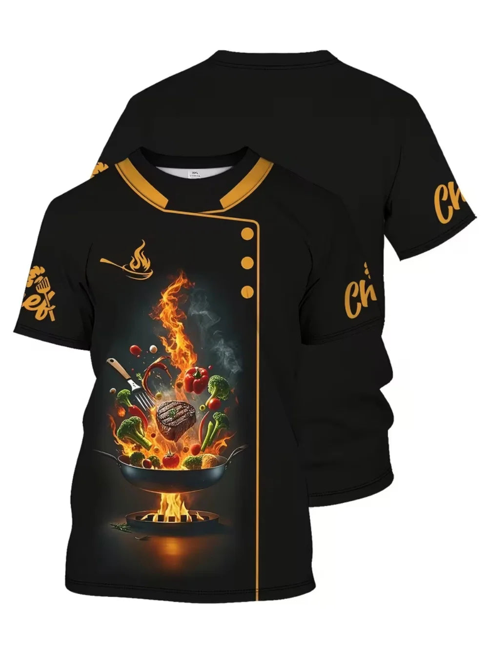 Men T-Shirts 3D Printed Fashion Chef Graphic Summer Short Sleeve Work T-Shirts Loose Lightweight Oversized Funny Work Tees Tops