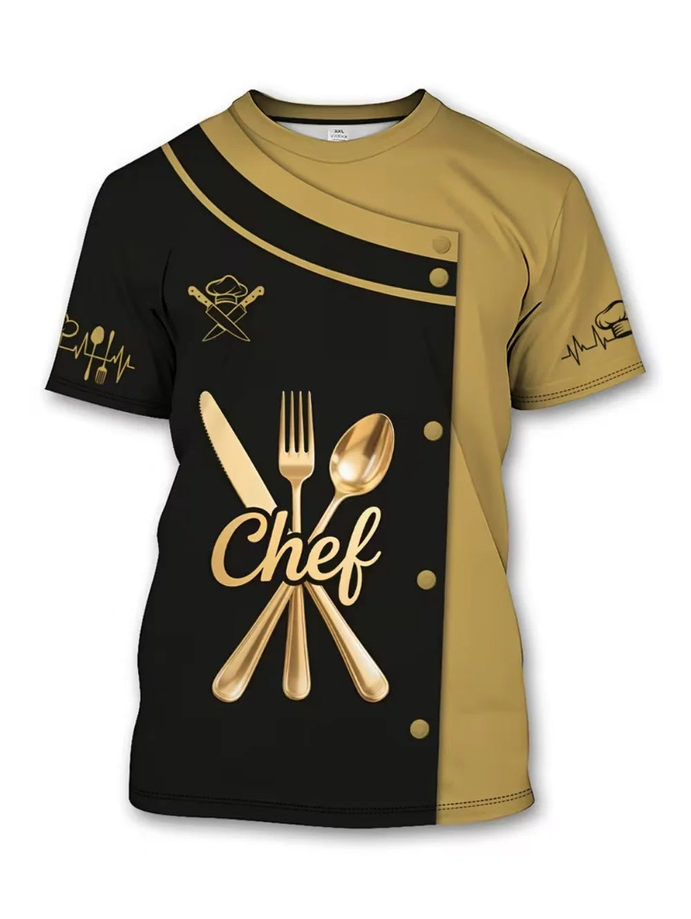 Men T-Shirts 3D Printed Fashion Chef Graphic Summer Short Sleeve Work T-Shirts Loose Lightweight Oversized Funny Work Tees Tops