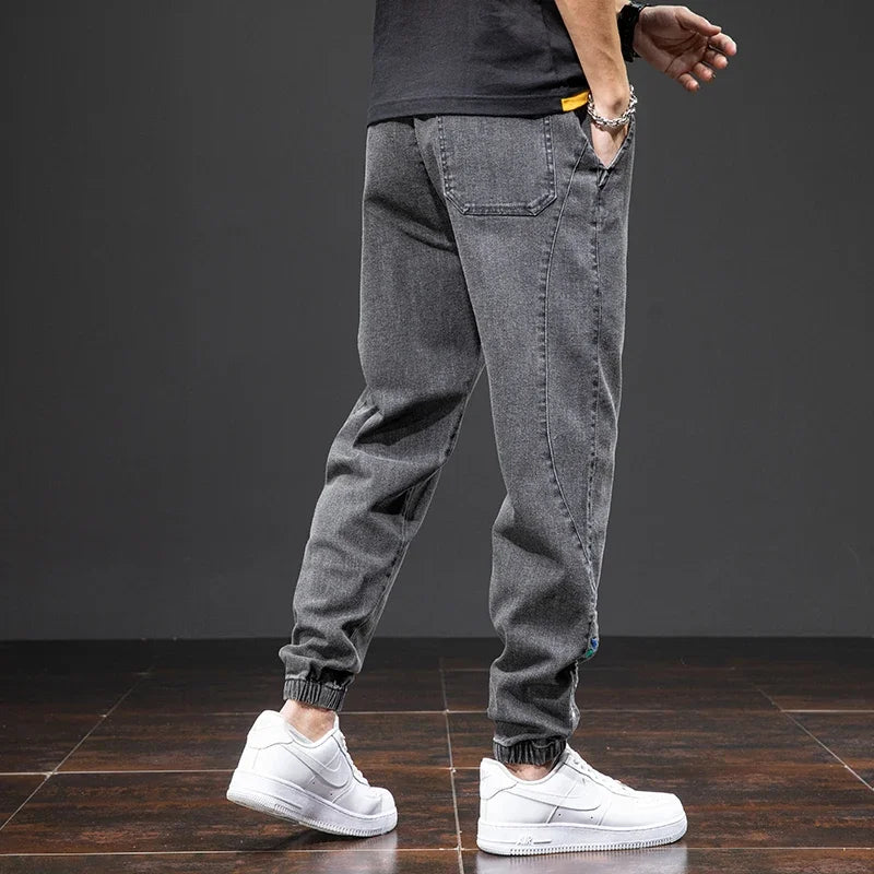 Spring Summer Black Blue Cargo Jeans Men Streetwear Denim Jogger Pants Men Baggy Harem Jean Trousers Plus Size M-8XL