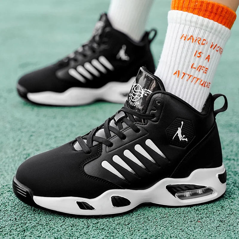 Men's Basketball Shoes - Comfortable Athletic Casual Shoes with Cushioned Rubber Soles, Lace-Up Design Suitable for Gym, Basketball, Jogging - All-Season Performance Shoes, Lightweight for Everyday Wear, Wear-Resistant and Du