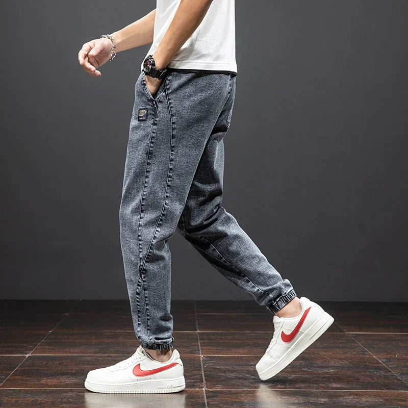 Spring Summer Black Blue Cargo Jeans Men Streetwear Denim Jogger Pants Men Baggy Harem Jean Trousers Plus Size M-8XL