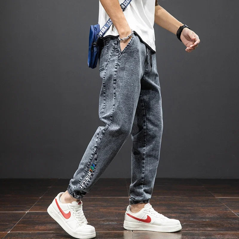 Spring Summer Black Blue Cargo Jeans Men Streetwear Denim Jogger Pants Men Baggy Harem Jean Trousers Plus Size M-8XL